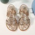 thumbnail image 5 of Celivon Kids Girl Sandals Rhinestone Slingback Sandals Sandals Elastic Ankle Strap Casual Bohemian Beach Shoes For Tween 9.5-10 Years, 5 of 8
