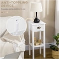 thumbnail image 4 of White Narrow End Table with Drawer and Shelf, Slim Design Accent Table for Small Spaces, Living Room Bedroom Nightstand, 4 of 10