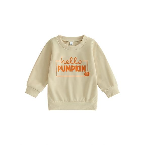 Wassery Toddler Girls Boys Halloween Sweatshirts Clothes Crew Neck Long Sleeve Pumpkin Letter Print Pullovers Kids Fall Tops
