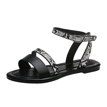 

KI-8jcuD Cat Slippers For Women Women S Summer European And American Flat Bottomed Beach Shoes Buckle Solid Color Snakeskin Leopard Roman Sandals Rhinestone Thong Sandals For Women Arch Supports For
