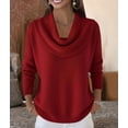 thumbnail image 5 of Sweater for Women Knit Winter Clothes Casual Loose Sweaters Fall Fashion Cowl Neck Long Sleeve Trendy Pullover Red XXXL, 5 of 7