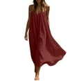 thumbnail image 3 of SROBPTY Dresses for Women Solid Cami V Neck Long Sundress for Everyday Use, 3 of 5