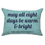 Personalized All Eight Days Blue Polka Dot Poplin Throw Pillow 14 X 20