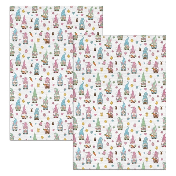 2 Pcs Funny Kitchen Towels, Easter and Gnomes White Pattern Microfiber Dish Towels 18"x26", Decorative Tea Towel Set