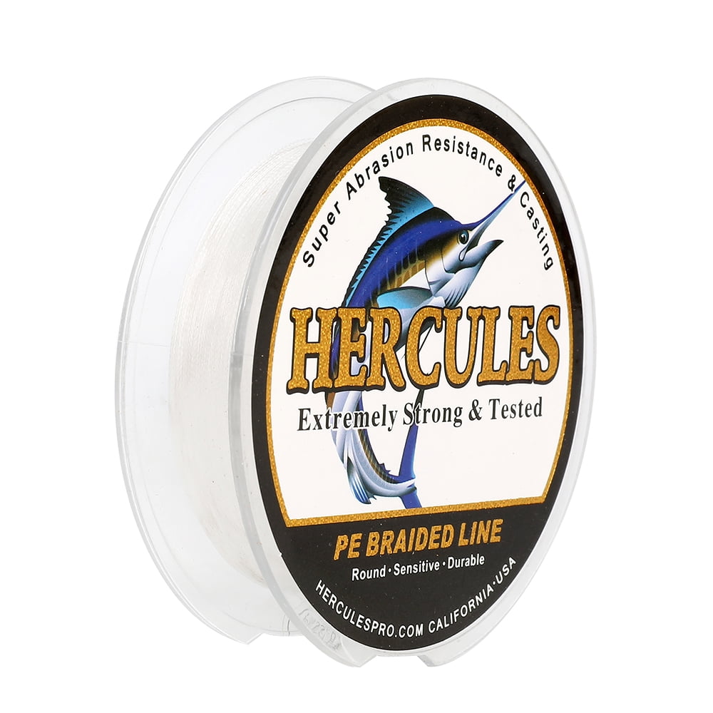 HERCULES Super Strong 500M 547 Yards Braided Fishing Line 6 LB Test for Saltwater Freshwater PE Braid Fish Lines 4 Strands - White, 6LB (2.7KG), 0.08MM