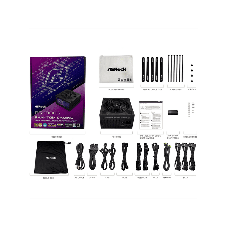 ASRock Phantom Gaming PG-1000G 1000W 80 PLUS GOLD & Cybenetics