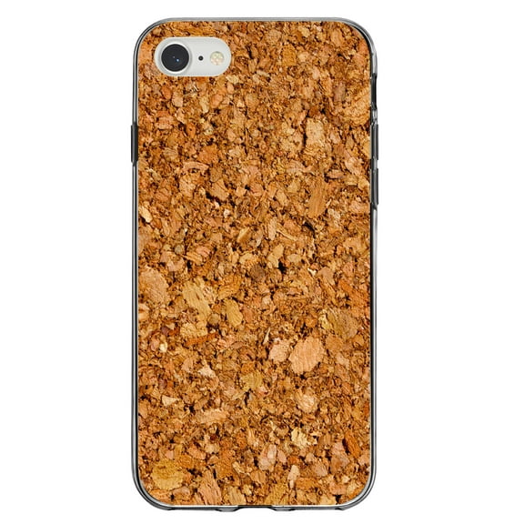 DistinctInk Clear Shockproof Hybrid Case for iPhone 7 8 SE (2020 Model) 4.7" Screen TPU Bumper Acrylic Back Tempered Glass Screen Protector - Dark Cork Board Image Print - Printed Cork Image