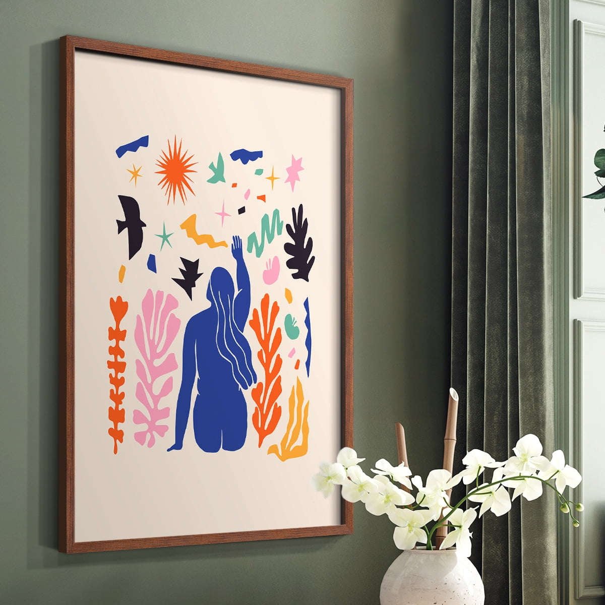 Matisse CDXLVI in Brown Solid Wood Framed Print No Nail Hanging