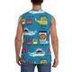 thumbnail image 4 of Fotbe Transportations With Cute Animals Men's Camiseta sin Mangas Estampada para Hombres, Playera Casual para Gimnasio, Entrenamiento, Playa-XX-Large, 4 of 7
