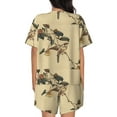 thumbnail image 3 of Bixox Women's Vintage Bird Printed Pajama Set 2 Piece Lounge Set Top and Shorts Soft Pajamas, Shorts with Pockets, 3 of 7
