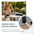 thumbnail image 4 of Round Outdoor Tablecloth with Umbrella Hole and Zipper, Brown Grey Tablecloth with Elastic Waterproof, Modern Brown Geometric Patio Table Covers for 36" - 44" Picnic Pool Tables, 4 of 9