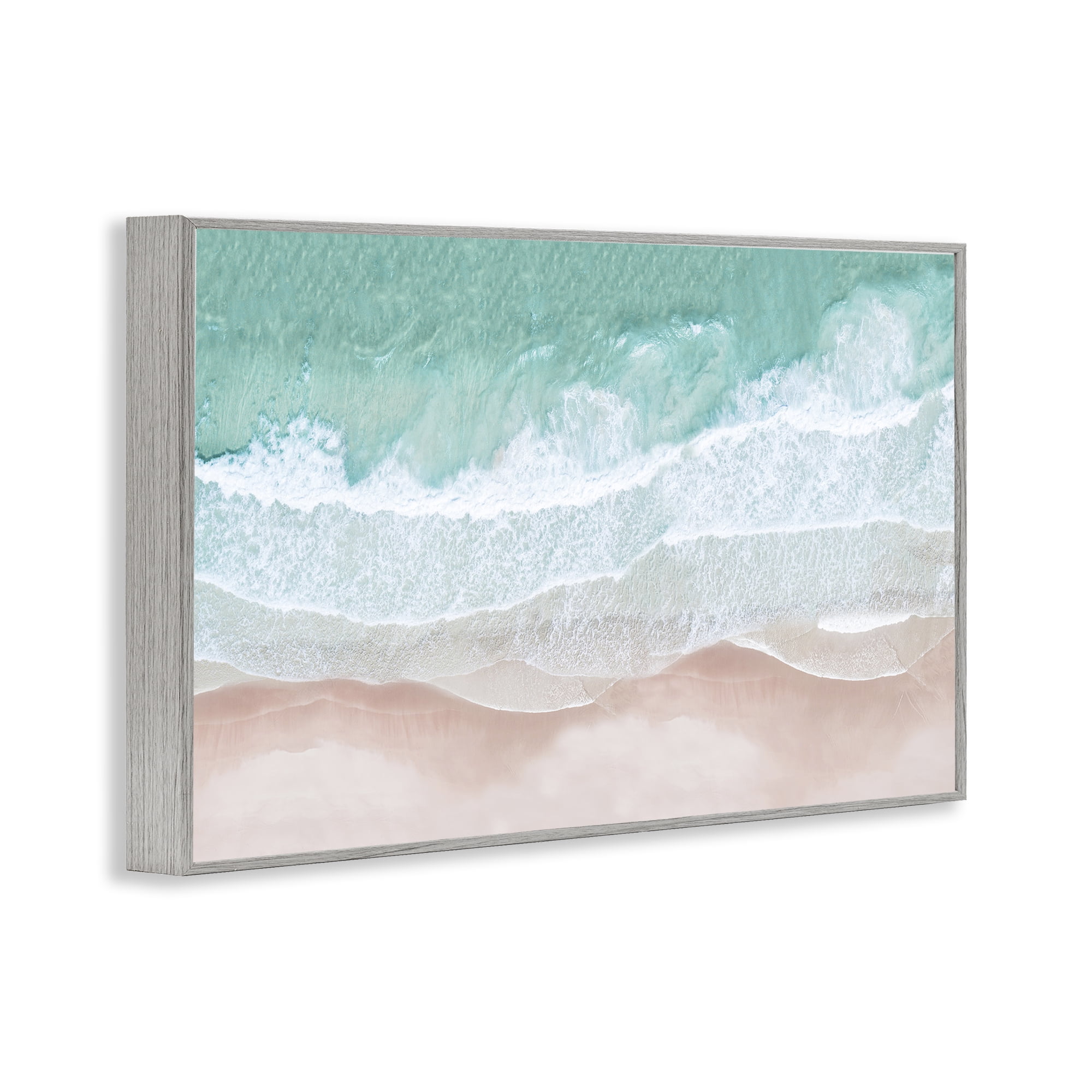 Stupell Industries Aerial Sea View Coastal Painting Gray Framed Art Print Wall Art, 18 x 12