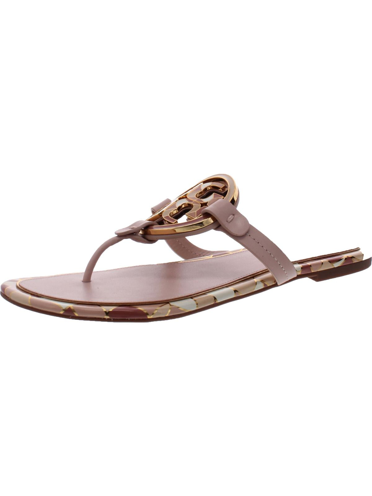 Tory Burch Womens Enamel Miller Leather T-Strap Thong Sandals 