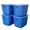 thumbnail image 1 of Open Box 10 Gallon Heavy Duty Plastic Storage Container, Capri Blue (4 Pack), 1 of 10