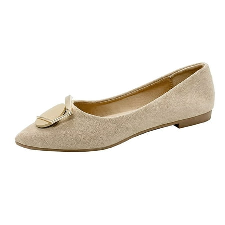 

Vedolay Casual Shoes For Women Leisure Women s Four Seasons Suede Non Slip Flat Pointed Toe Breathable Slip Women Casual Shoes(White 6)