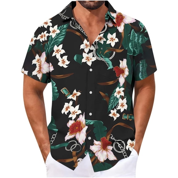 CYiJun George Casual Button Down Shirts for Men Short Sleeve Casual Vacation Beach Summer Tops