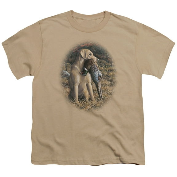 Wildlife - Yellow Lab With Pheasant - Youth Short Sleeve Shirt - Large