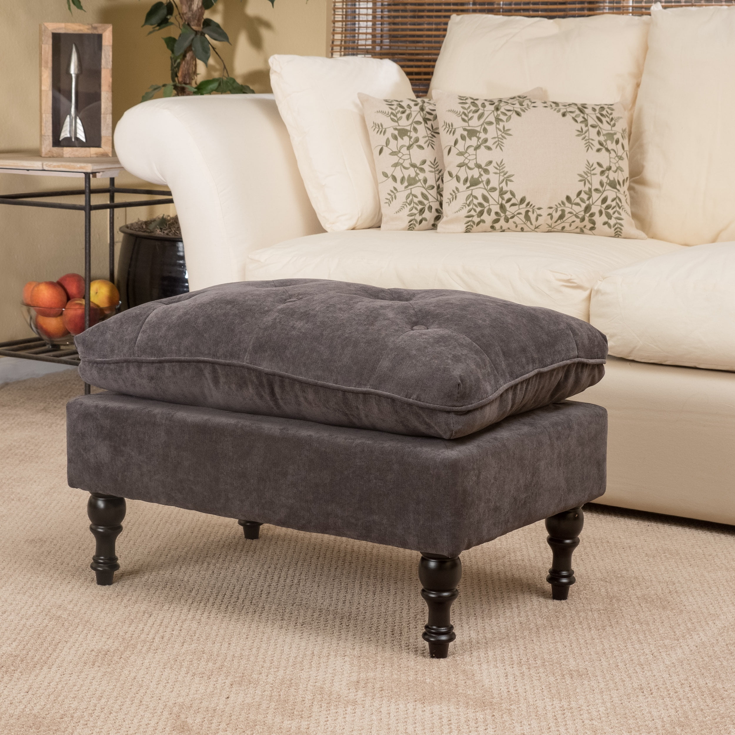 Cordoba Contemporary Button Tufted Fabric Ottoman, Gray - Walmart.com