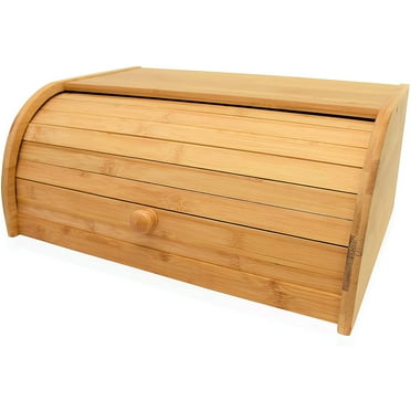 Natural Bamboo Roll Top Bread Box Kitchen Food Storage