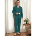 thumbnail image 7 of GIRUNS Men's Pajamas Set Soft Sleepwear Button Down Long Sleeve and Long Pants with Pocket Loungewear Sets Dark Green M, 7 of 7