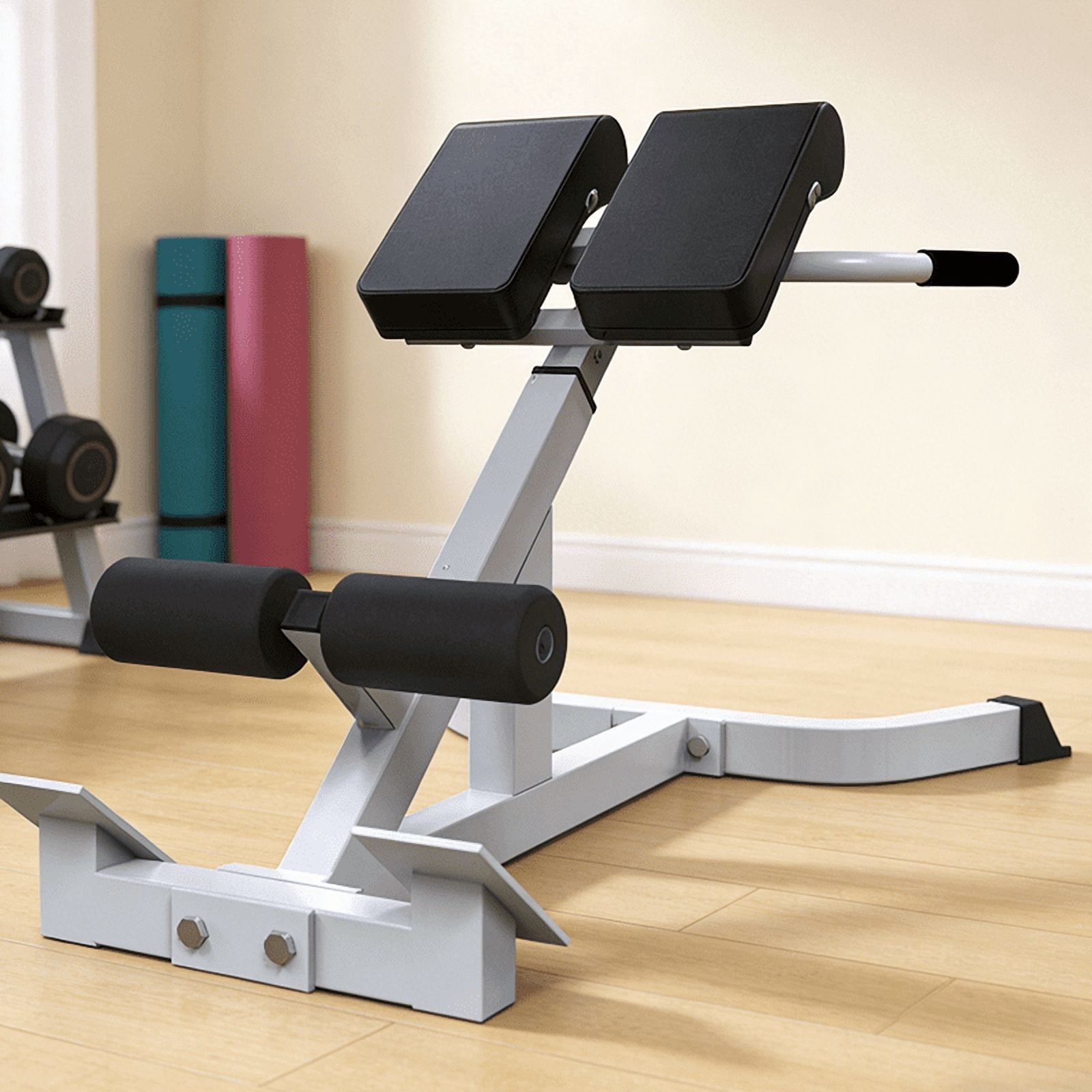 FITINJOY Roman Chair Back Extension Machine for Home Gym, Adjustable Hyperextension Bench for Glutes, Core & Lower Back Workouts, Multi-Function Heavy-Duty Fitness Equipment