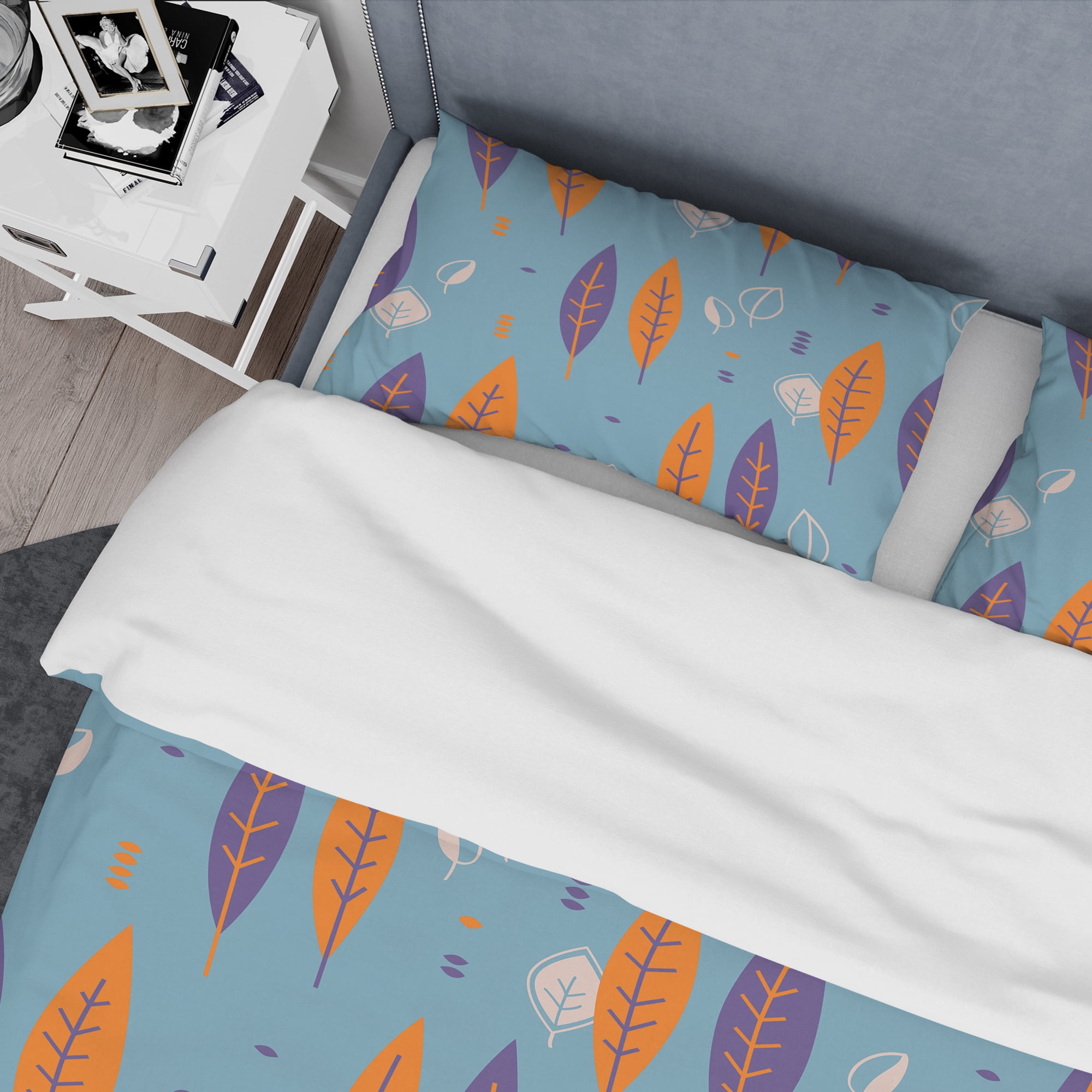 Designart 'Floral Retro Botanical Pattern II' Mid-Century Modern Duvet Cover Set