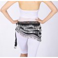 thumbnail image 2 of Bead Velvet Hip scarf Belly Dance Class Belt Scarves Wrap with Black/Silver coin, 2 of 4