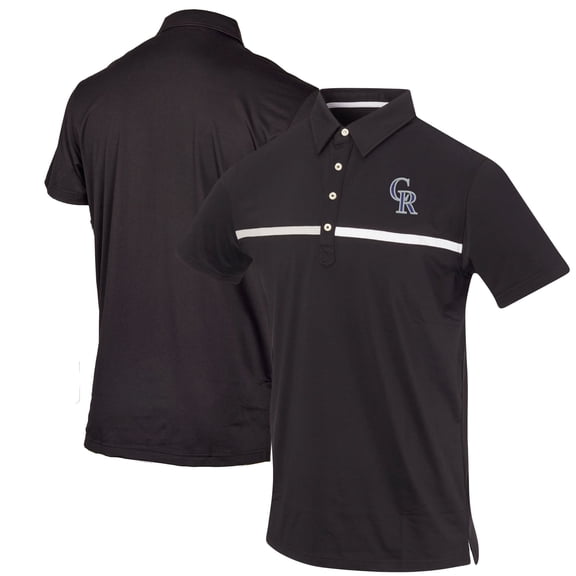 Men's Black Colorado Rockies Color Blocked Stretch Polo