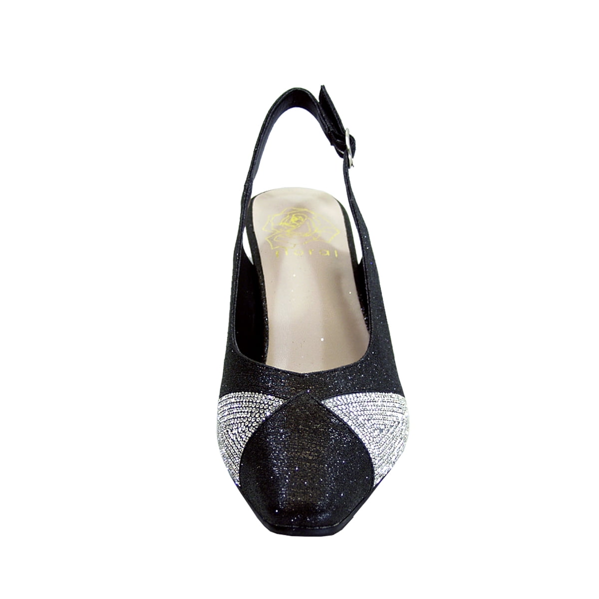 FLORAL Polly Women's Wide Width Slingback Dress Pumps BLACK 9