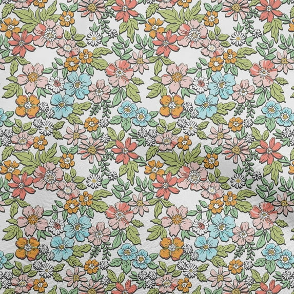 oneOone Cotton Poplin Twill Baby Blue Fabric Florals Quilting Supplies Print Sewing Fabric By The Yard 56 Inch Wide