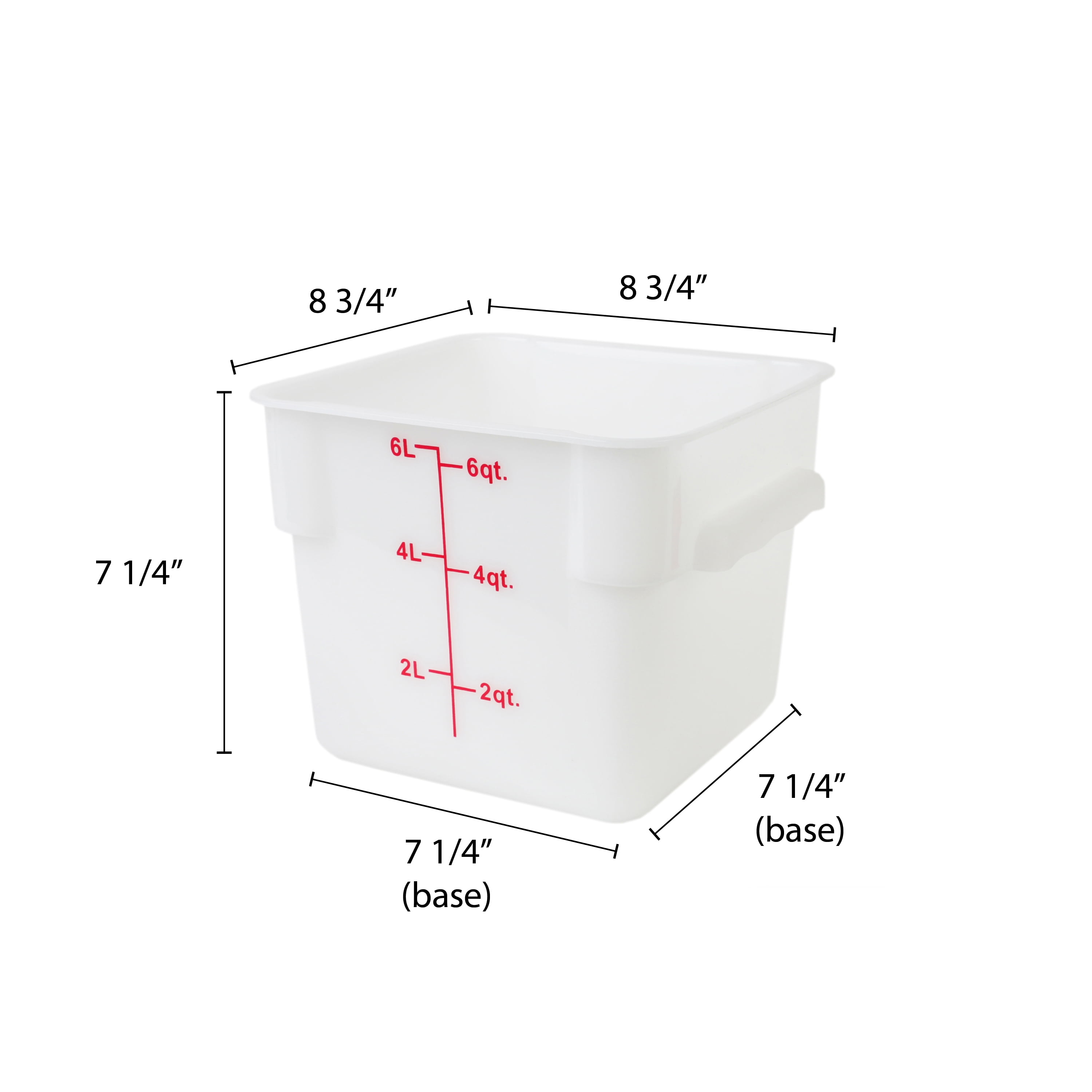 Excellante 6 Quart Plastic Square Food Storage Containers White Nsf Certified Comes In Each Walmart Com Walmart Com