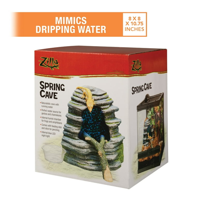 Zilla Spring Cave Décor with Blue LED Rain Chamber, Reptile