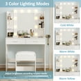 thumbnail image 4 of Vabches Vanity Set with Mirror and Lights & Power Outlet Makeup Vanity with 2 Drawers& 6 Shelves, White, 4 of 10