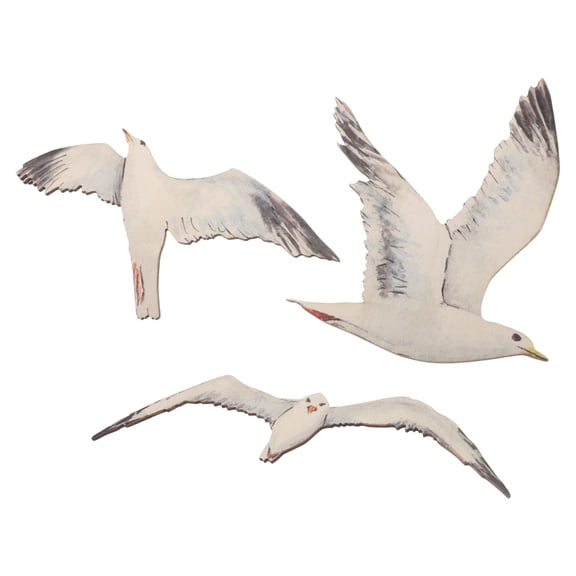 3pcs Wall Wood Seagull Decor: Coastal Ocean Wall Decor Hanging Ornament - Seagull Statue Art For Home Bedroom Bathroom And Festive Event