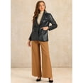 thumbnail image 4 of DARING DIVA Women's Faux Leather Jacket Lapel Collar PU Biker Moto Casual Oversized Blazer XS Black, 4 of 6