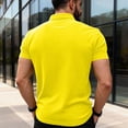 thumbnail image 4 of Men's Polo Shirts Short Sleeve with Pocket Cotton Pique T-Shirts 3 Buttons Casual Polo Moisture Wicking Golf Shirts Yellow 3XL, 4 of 5