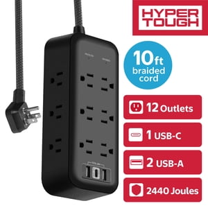 Hyper Tough USB Power Strip Surge Protector 12 Outlets