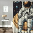 thumbnail image 2 of Autua Astronaut Space Planets Shower Curtain 100% Polyester Washable with Hooks 60"x72, 2 of 7