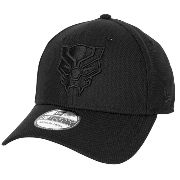 Black Panther Logo Black on Black New Era 39Thirty Fitted Hat-Large/XLarge