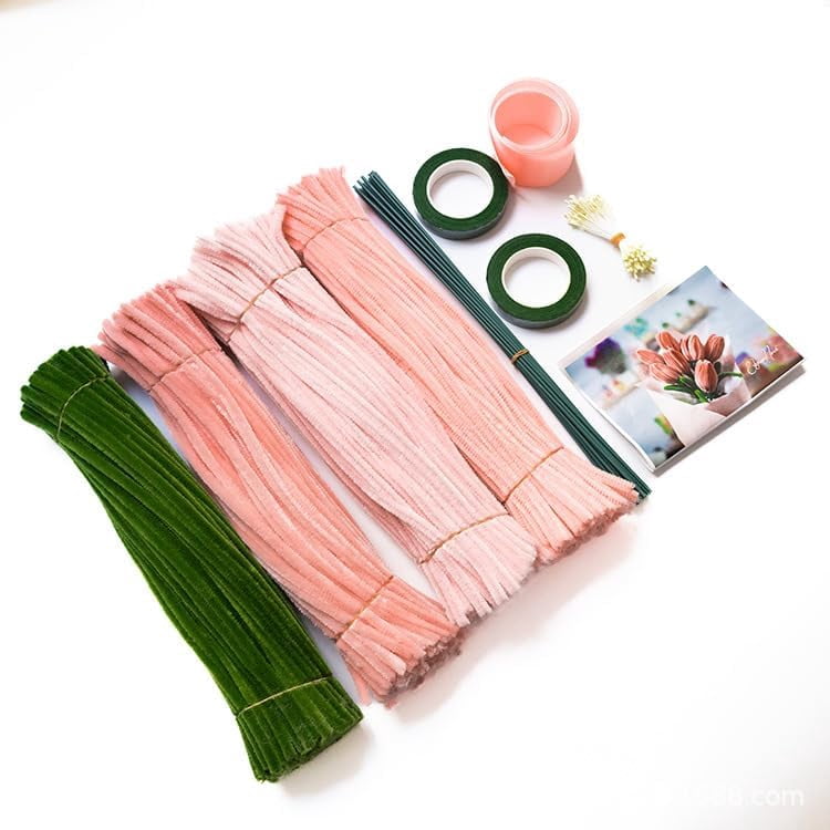 400 Pcs Pink Chenille Pipe Cleaners for DIY Crafts, Soft Fuzzy Stems, Flower Bouquet Art