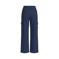 thumbnail image 5 of Luvrsol Women Cargo Wide Leg Pants Elastic Drawstring Waist Casual Straight Long Trousers with Multi Pockets S-2XL, 5 of 6