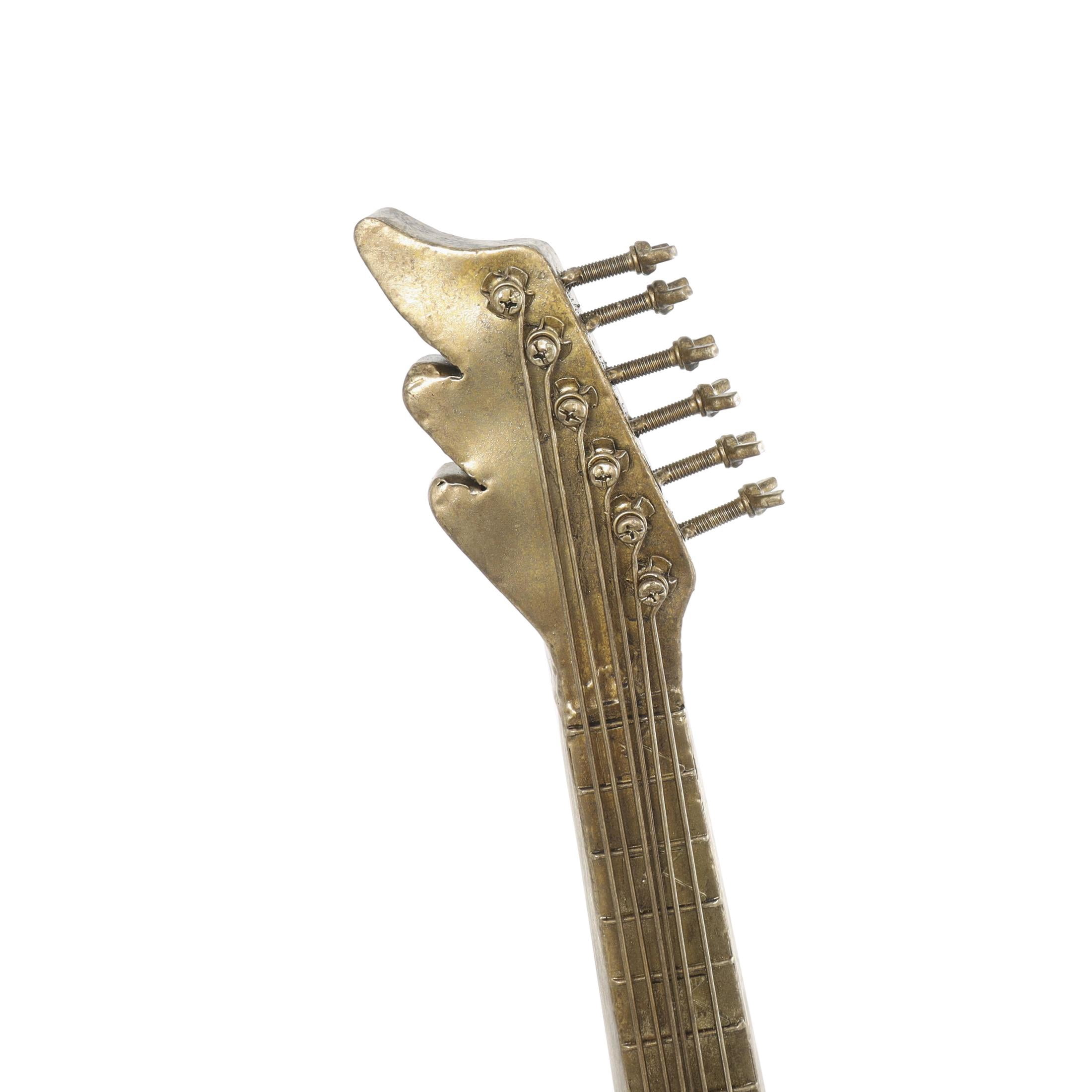 9" x 29" Multi Colored Metal Vibrant Guitar Sculpture with a Dripped Paint Design, by DecMode