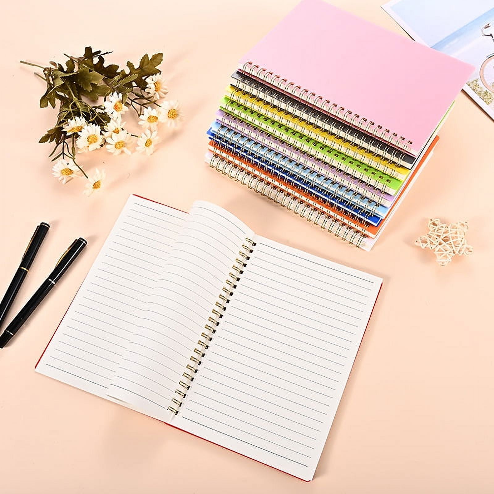 ERDOUY 6 Packs Spiral Notebook - A5 Lined Cute Notebook Inches Plastic Waterproof Cover, 60 Sheets/120 Pages - Journals for Study and Notes，Red
