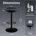 thumbnail image 2 of Swivel Bar Stools Set of 2 Black Microfiber Leather Counter Height Bar Stools with Round Seat Adjustable Backless Barstools Modern Tall Bar Chairs for Kitchen Island (24-33 Inch,330lbs), 2 of 16