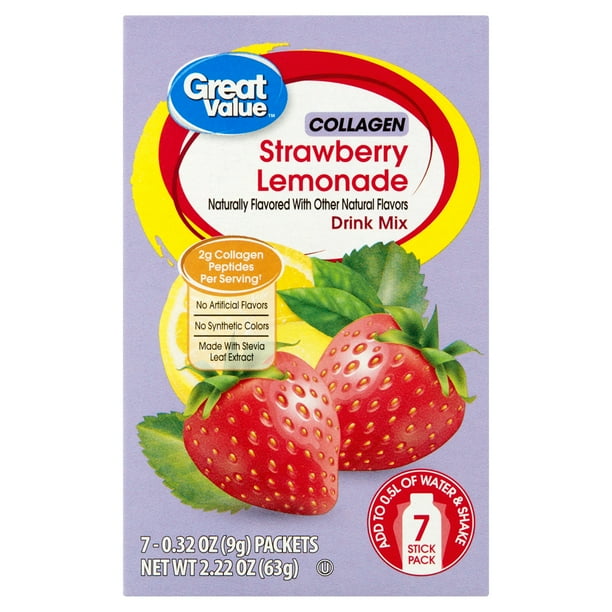 Great Value Collagen Drink Mix, Strawberry Lemonade, 2.2 oz