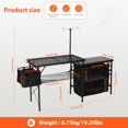 thumbnail image 2 of Portable Folding Camping Kitchen Table, Outdoor Cook Station with Storage Organizer, Light Pole, Side Bag & Hooks for BBQ, Picnic, Beach, Tailgating, RV Trips, 2 of 8