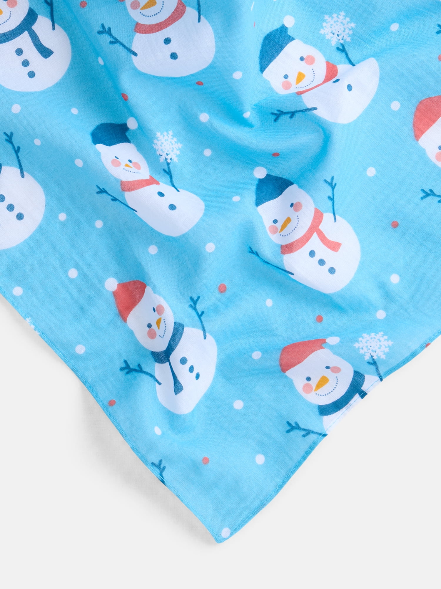 Holiday Time Woven Jolly Snowmen Bandana, One Size, Blue, Cotton
