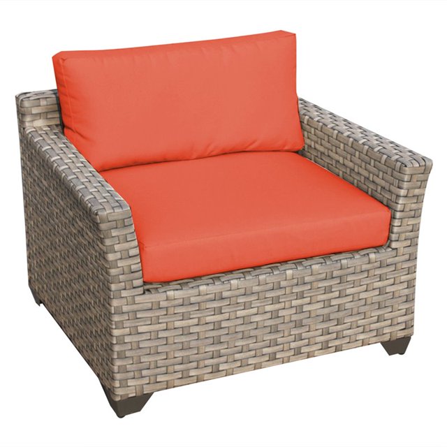 TK Classics Monterey Outdoor Traditional Wicker Club Chair in Orange