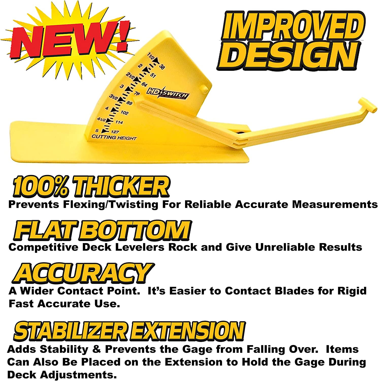 HD Switch Deck Blade Leveling Leveler Gage Gauge for John Deere Toro Exmark Scag Hustler Bad Boy Husqvarna Craftsman Dixon Troy-Bilt Lawn Mower Garden Tractors Zero Turn Lawnmowers (OEM Upgrade)