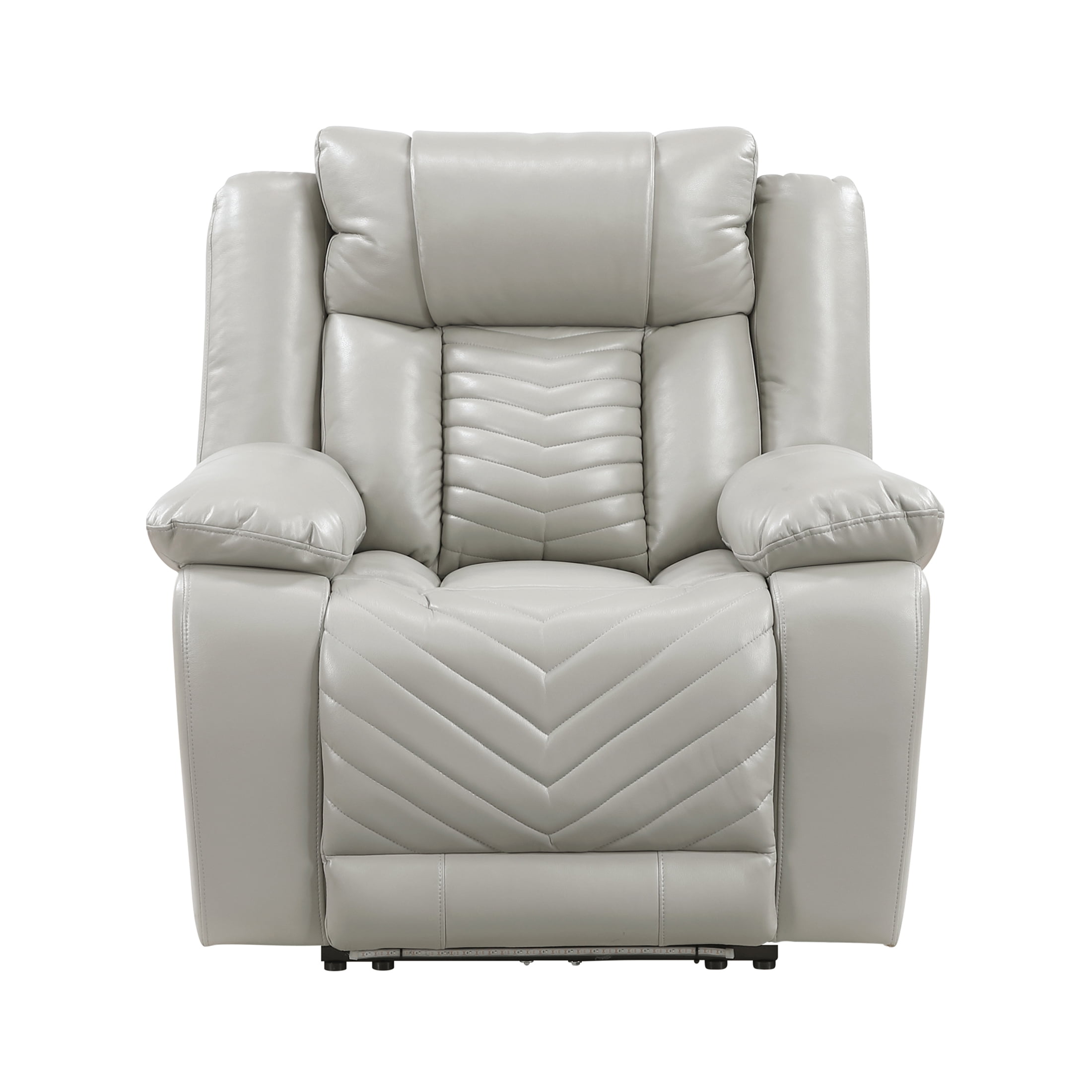OakvillePark Orinthal Faux Leather Power Reclining Chair with LED and Charging Ports, Gray